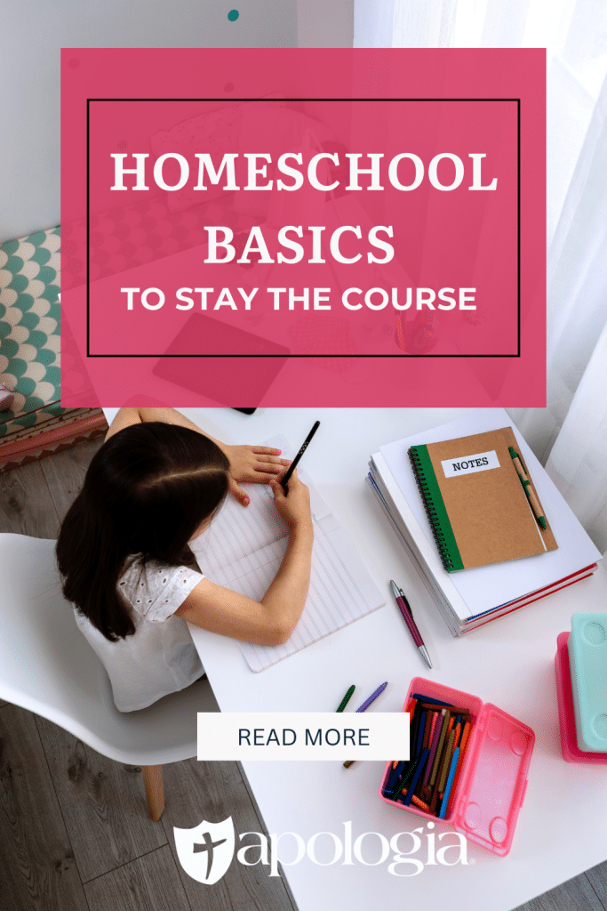 Homeschool Basics to Stay the Course blog feature image pinterest