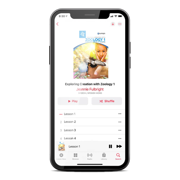 This MP3 Audiobook Download contains a complete audio recording of the Exploring Creation with Zoology 1, 2nd Edition textbook.
