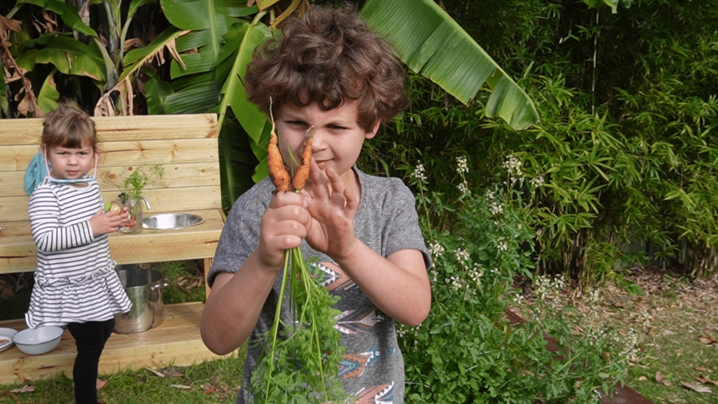 My Son Luke at his Mud Kitchen Outside