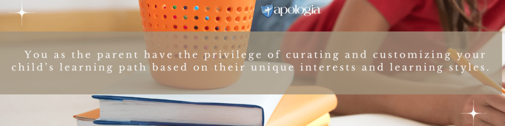 Quote from blog -\"You as the parent have the privilege of curating and customizing your child\'s learning path based on their unique interests and learning styles\"