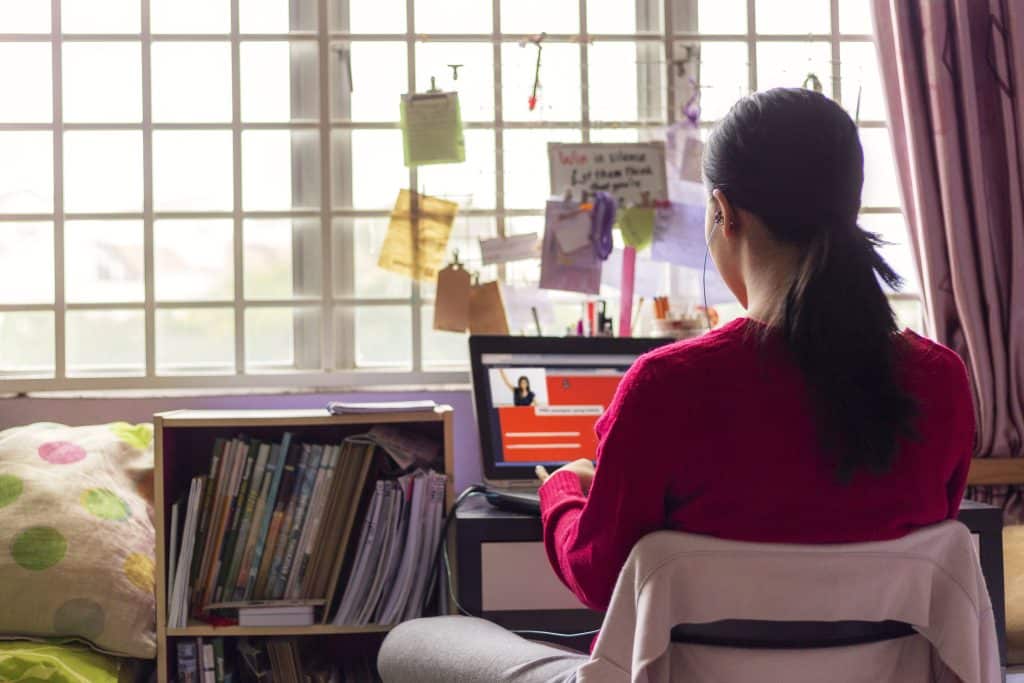 Student Learning Online on Laptop