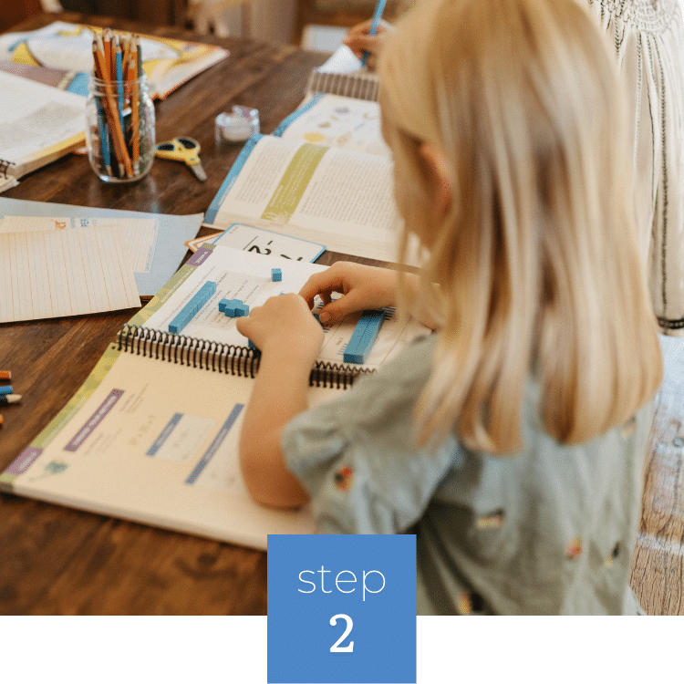 Student using Apologia math curriculum