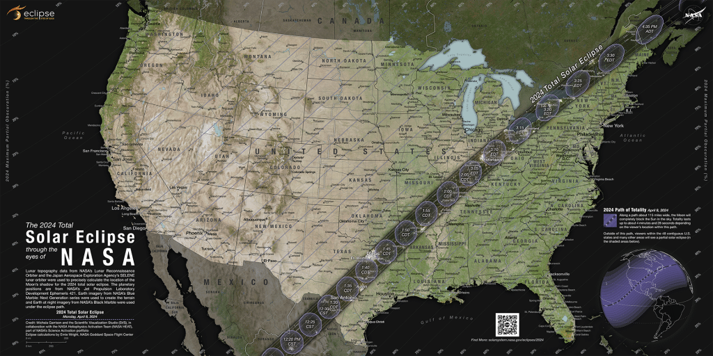NASA 2024 Solar Eclipse map